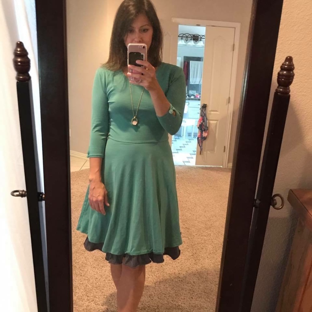 Matilda Jane Green and Navy Ruffle Dress NWT
